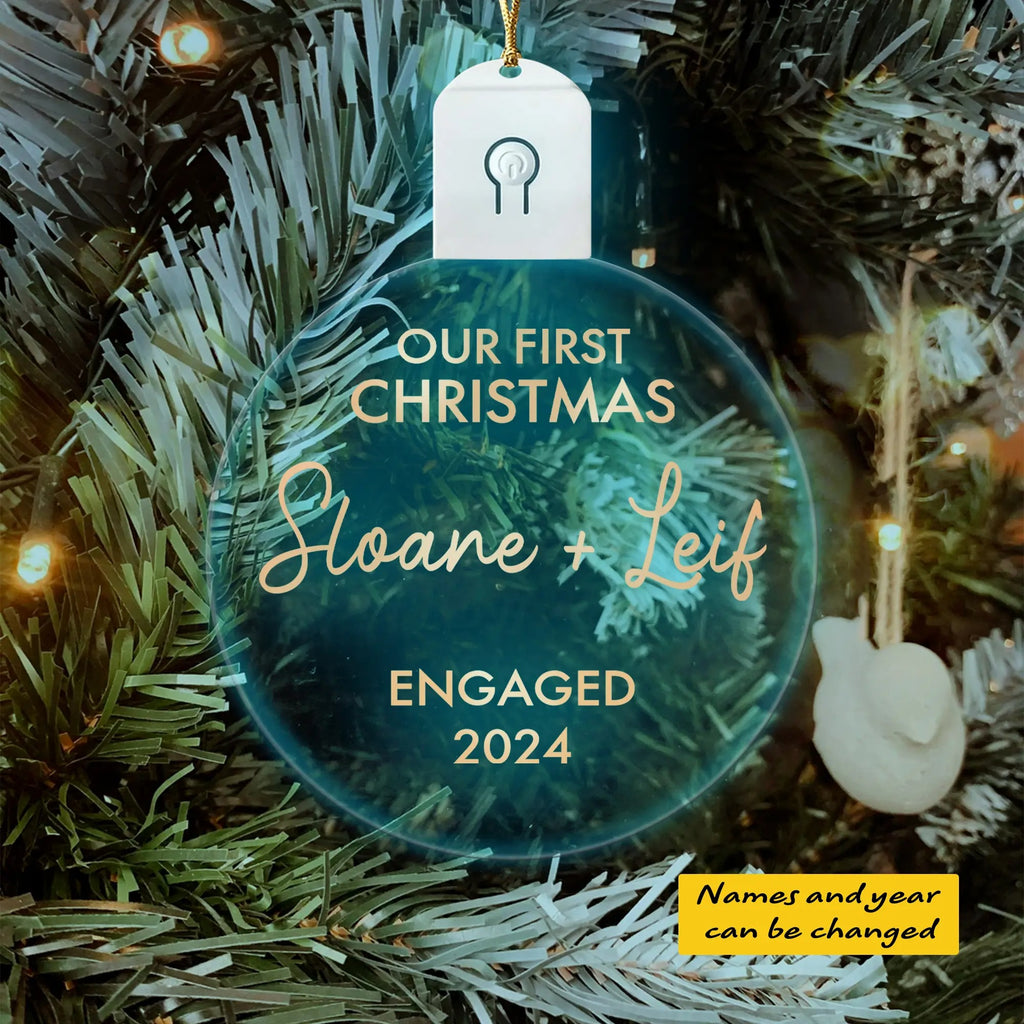 Our First Christmas Engaged Personalized Led Acrylic Ornament