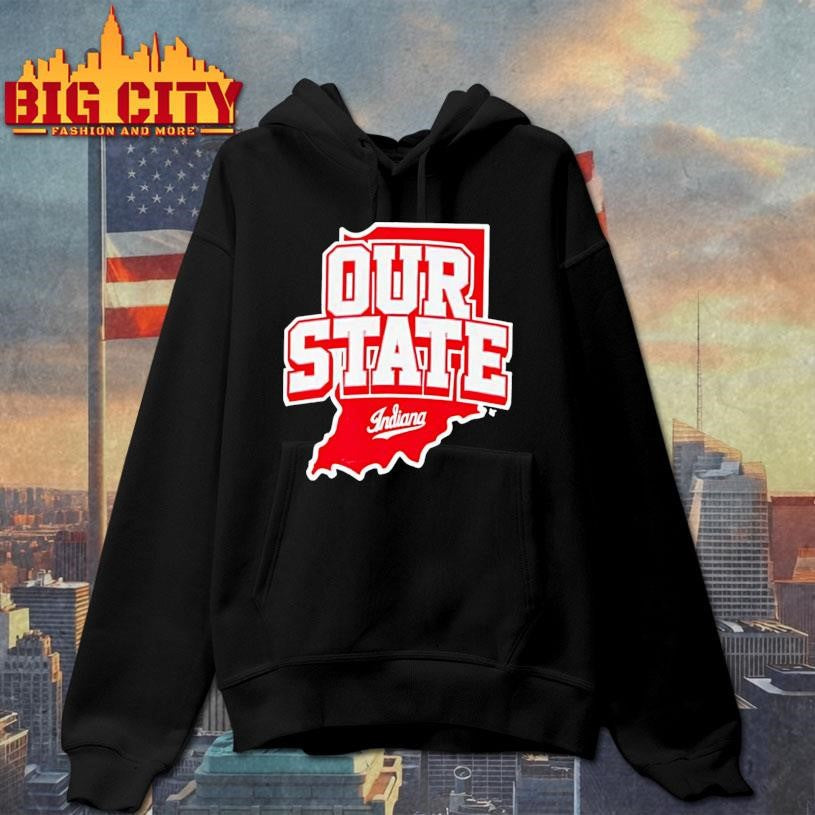 Our State Indiana Red Map Graphic College Sports Shirt