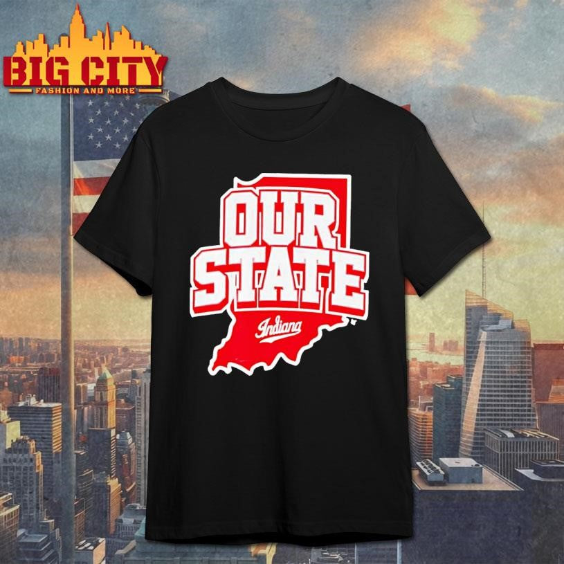 Our State Indiana Red Map Graphic College Sports Shirt