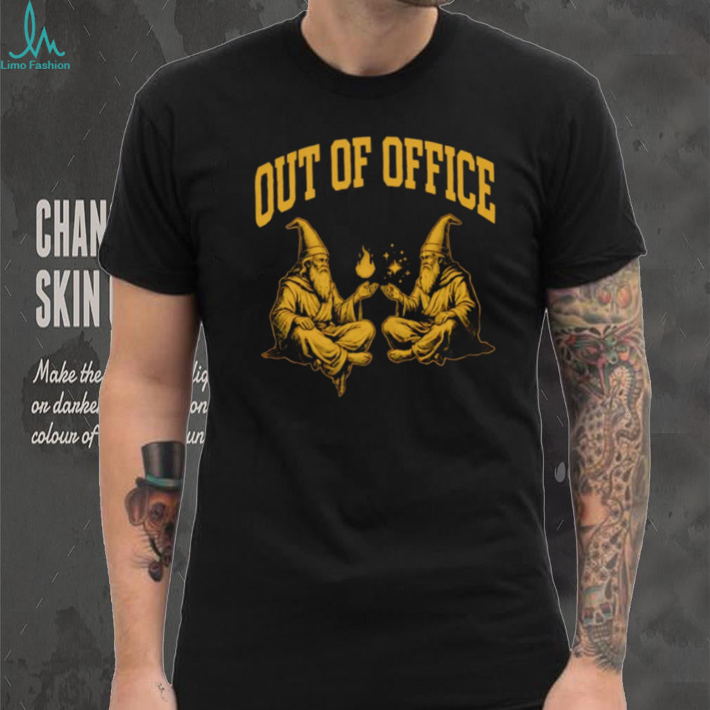 Out of Office Wizard Magic Fantasy Art Funny Graphic Black T Shirt