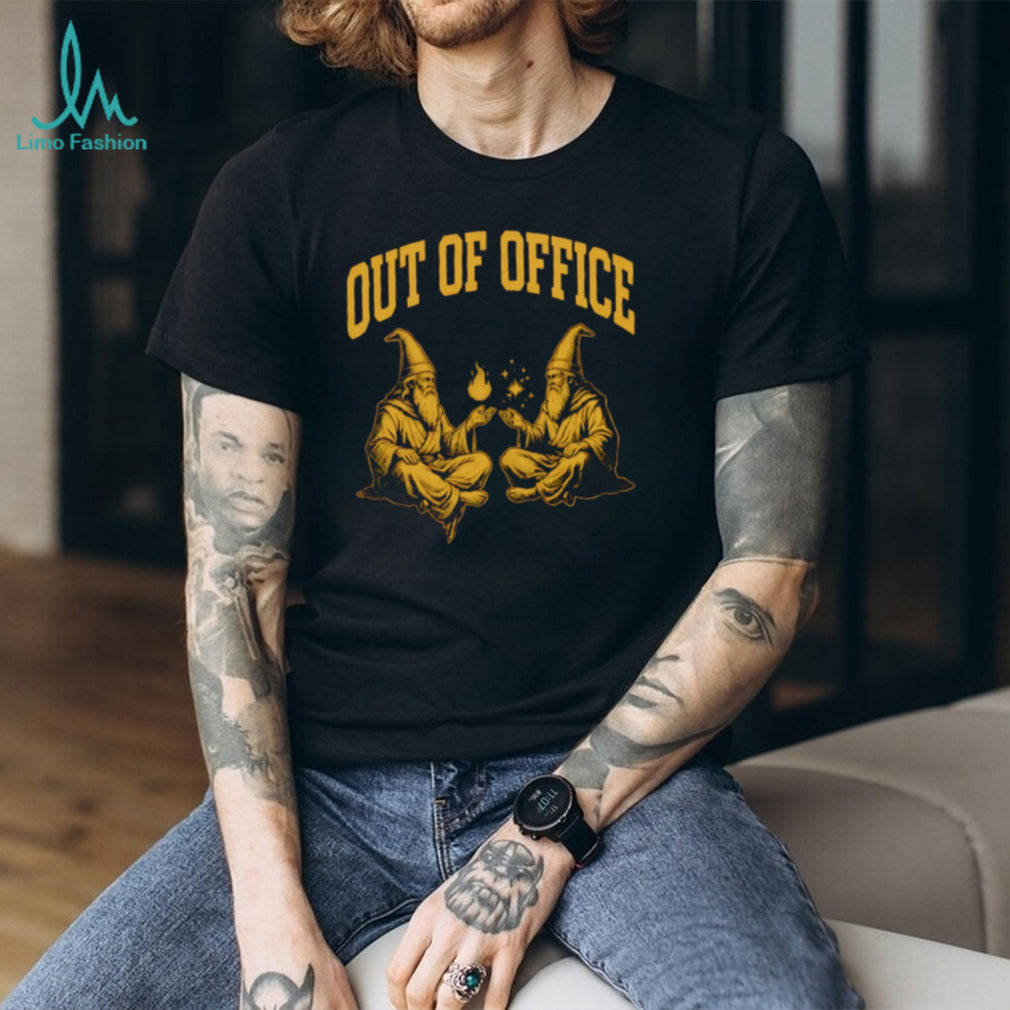 Out of Office Wizard Magic Fantasy Art Funny Graphic Black T Shirt