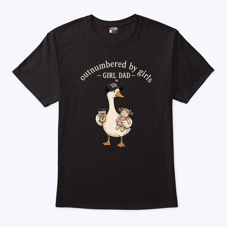 Outnumbered By Girls Funny Girl Dad T Shirt