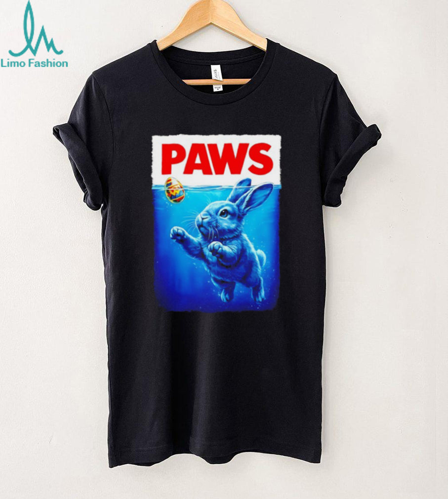 PAWS Easter Bunny Parody Jaws Movie Poster Funny T Shirt