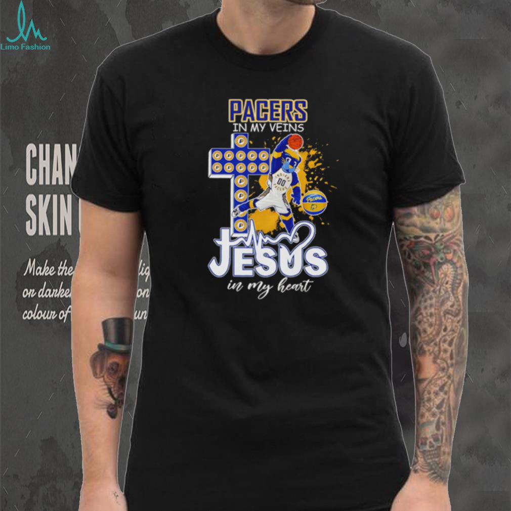 Pacers In My Veins Jesus In My Heart T Shirt Indiana Basketball Faith T Shirt