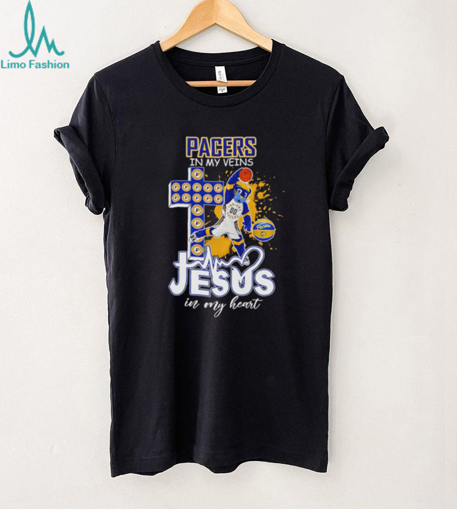 Pacers In My Veins Jesus In My Heart T Shirt Indiana Basketball Faith T Shirt