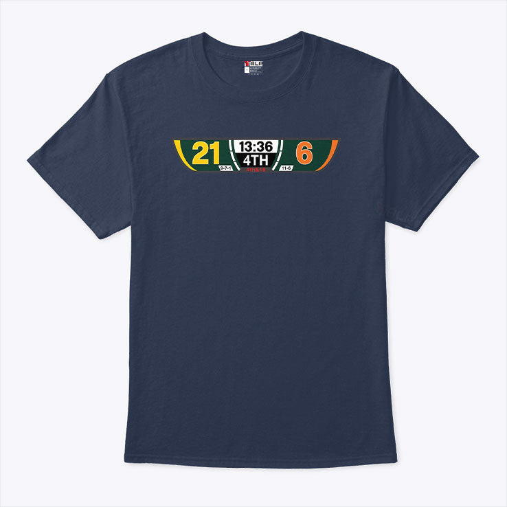 Packers 21 Bears 6 Scoreboard Fourth Quarter Football T Shirt