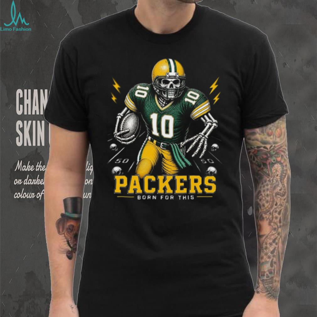 Packers Football Skull Born For This Retro Vintage Game Day Gift Fans Men Women Shirt