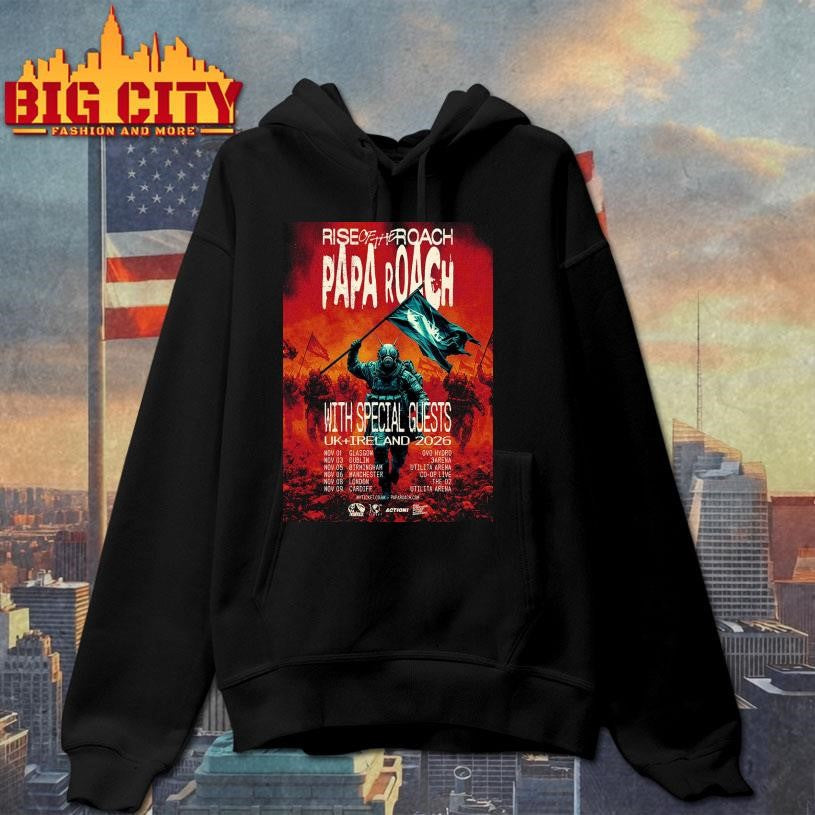 Papa Roach Rise Of The Roach UK And Ireland 2026 Schedule Venue Dates Poster Shirt