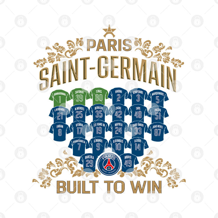 Paris Saint Germain European Champions Jersey Roster Graphic Shirt