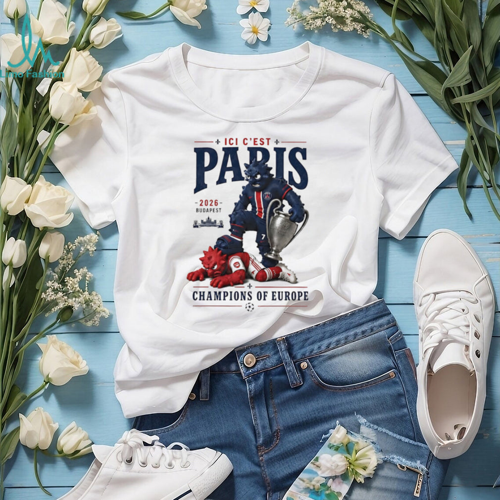 Paris Saint Germain beat Arsenal ici c’est Paris Champions of Europe 2026 Budapest mascot shirt