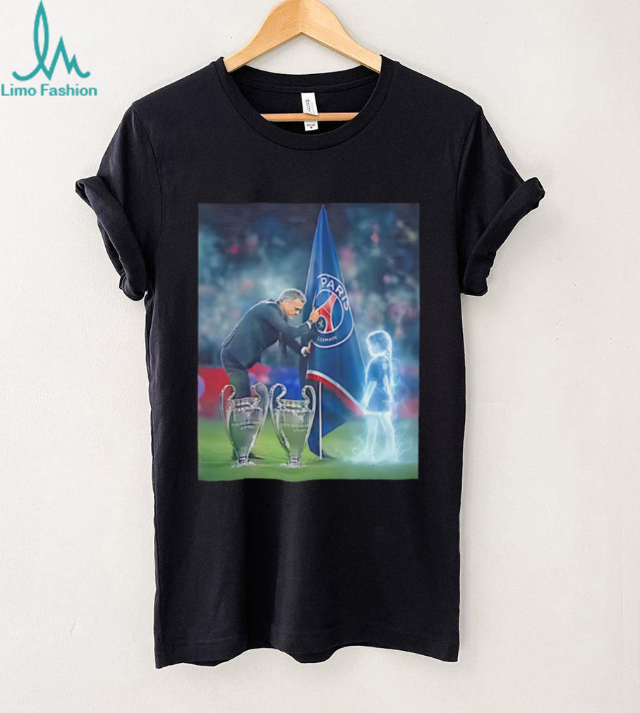 Paris Saint germain Luis Enrique with trophies illustration shirt.