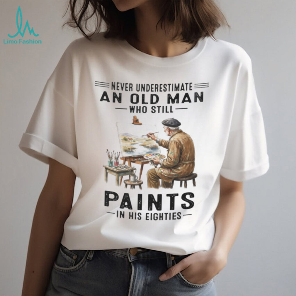 Passionate Artist Old Man Painting 80th Birthday Shirt