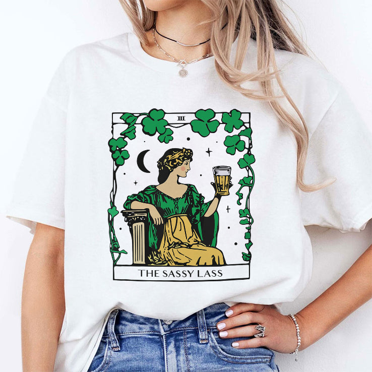 Patrick’s Day The Sassy Lass Tarot Card T Shirt
