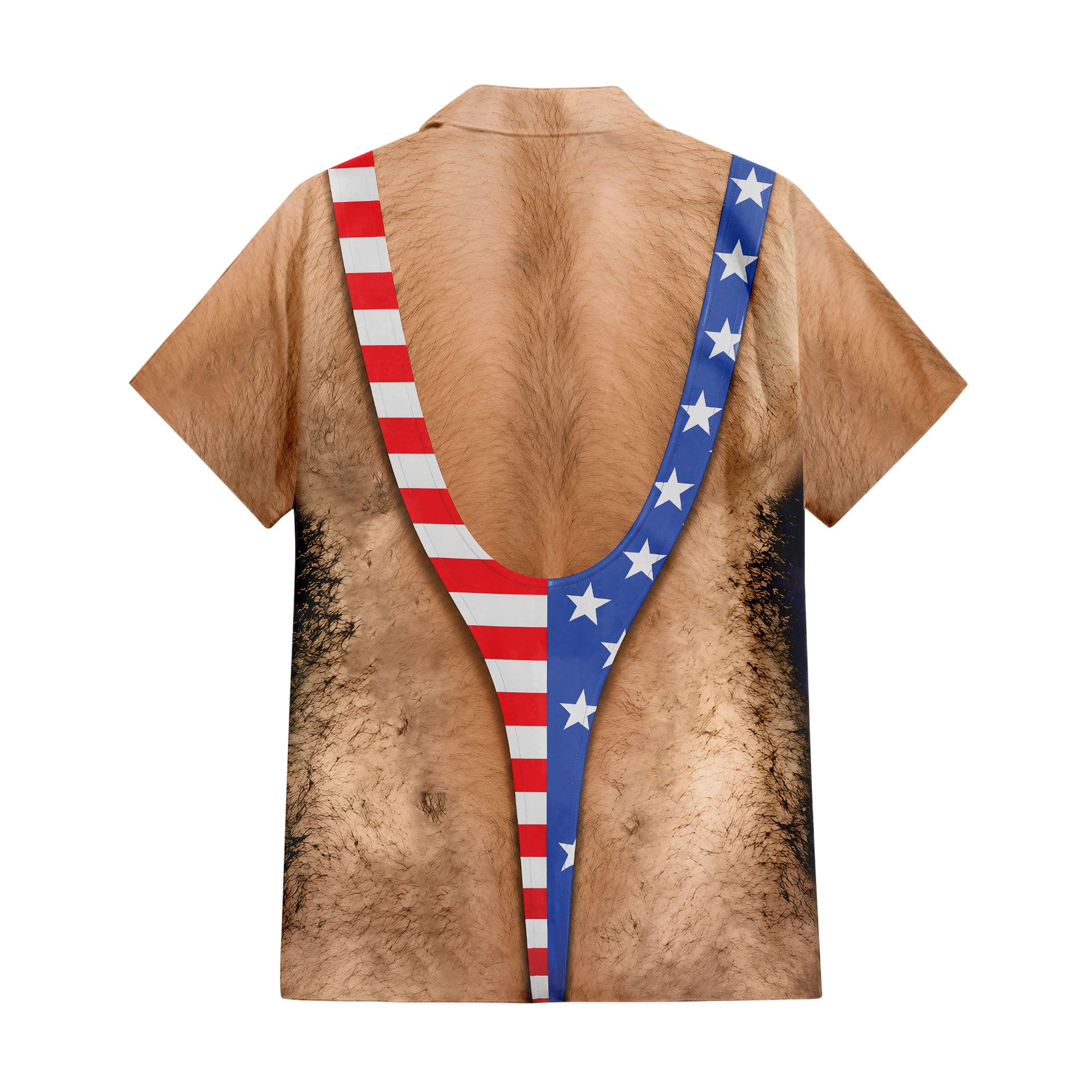 Patriotic Chest Hair Illusion 4th Of July Hawaiian T Shirt