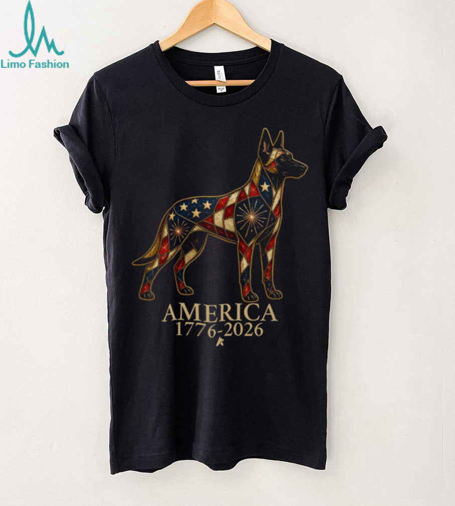 Patriotic German Shepherd America 1776 2026 Stained Glass Shirt