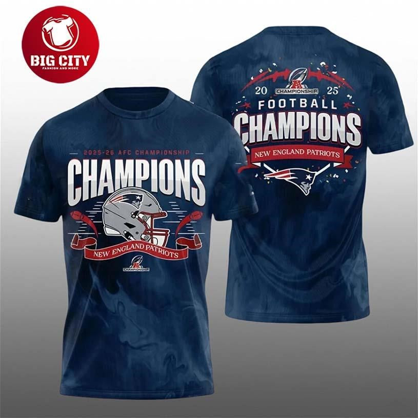 Patriots 2026 AFC Championship Champions Football Two Sided Shirt