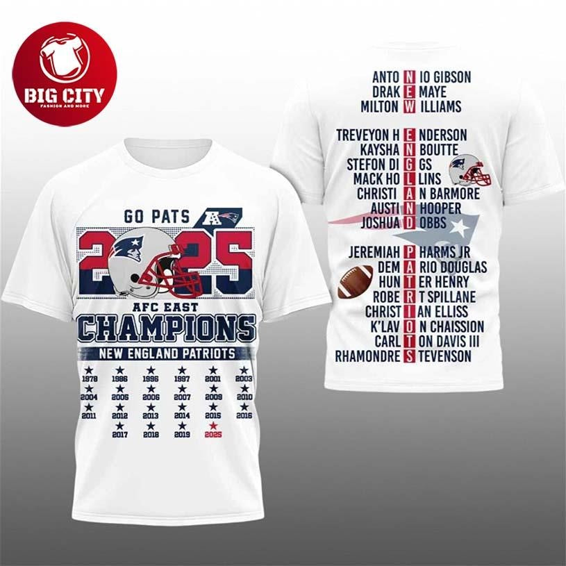 Patriots 2026 SB LX AFC East Champions Two Sided Shirt