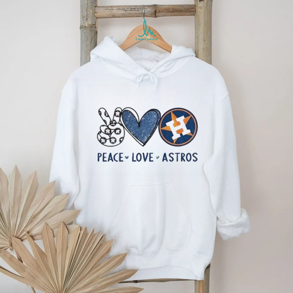 Peace Love Astros Houston Baseball Fan White Graphic T shirt