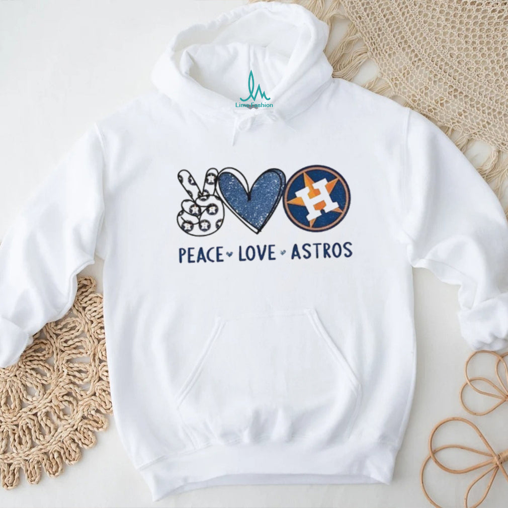 Peace Love Astros Houston Baseball Fan White Graphic T shirt