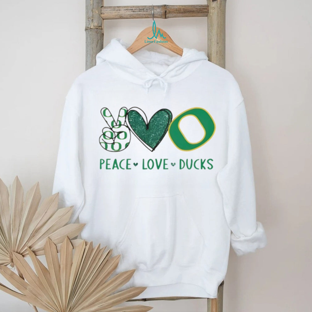 Peace Love Ducks Oregon University Green Glitter Graphic T Shirt