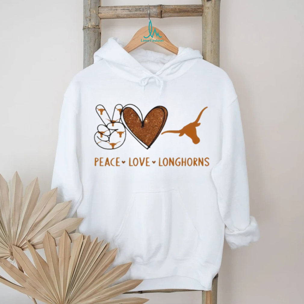 Peace Love Longhorns University of Texas Glitter Logo T Shirt