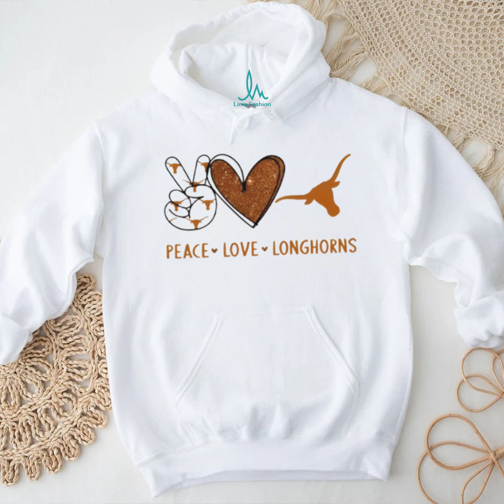 Peace Love Longhorns University of Texas Glitter Logo T Shirt
