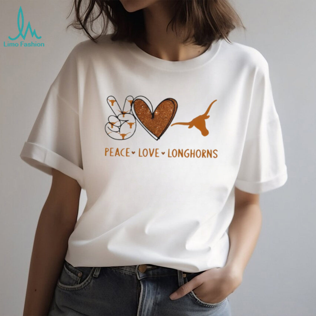 Peace Love Longhorns University of Texas Glitter Logo T Shirt