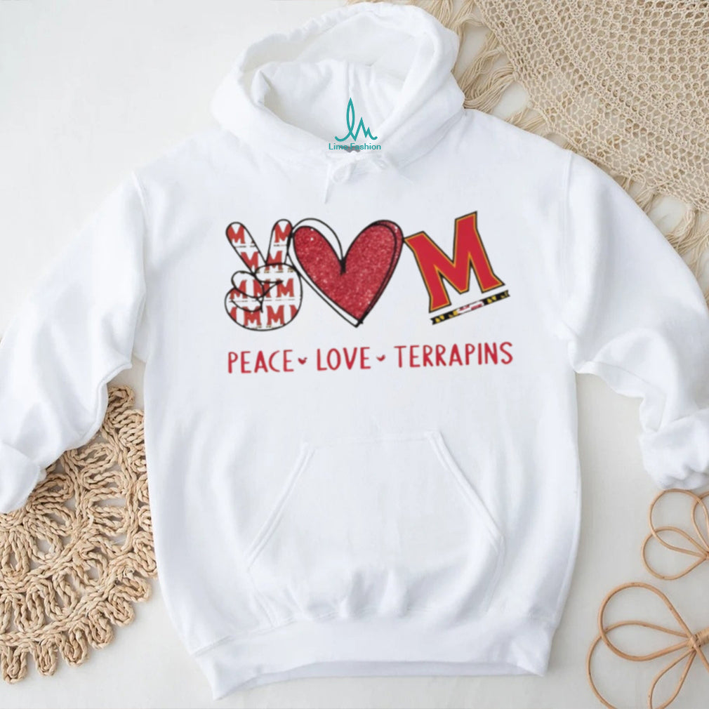 Peace Love Terrapins Maryland College Sports Fan T Shirt