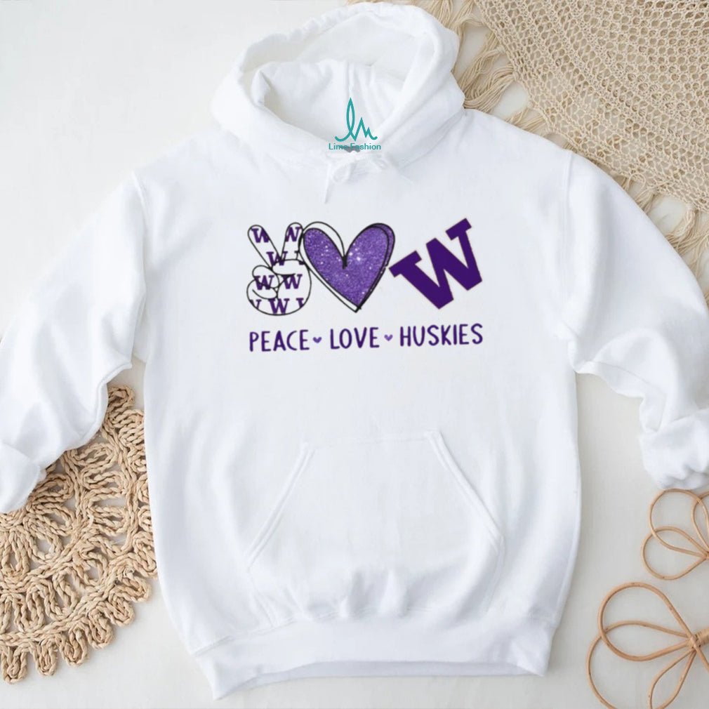 Peace Love Washington Huskies Purple Fan T Shirt