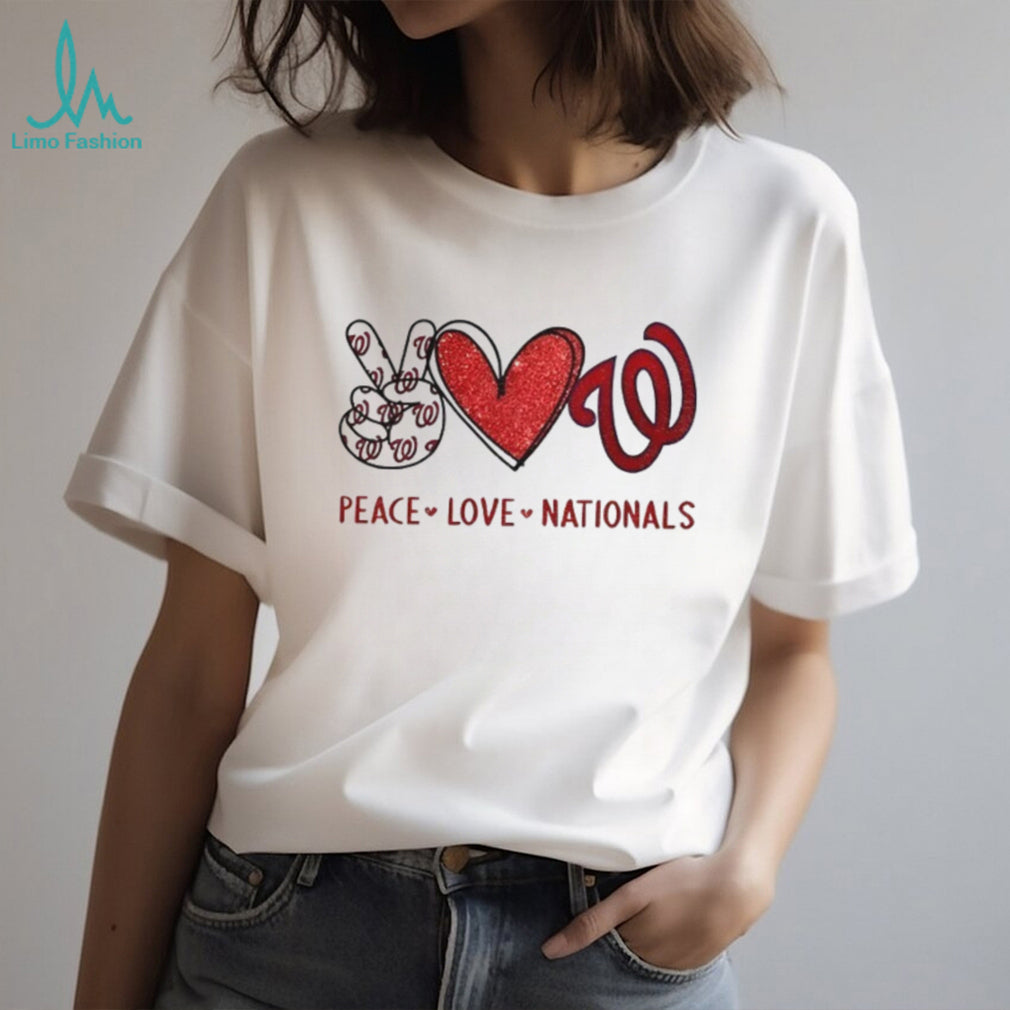 Peace Love Washington Nationals Baseball Logo Fan Graphic T Shirt