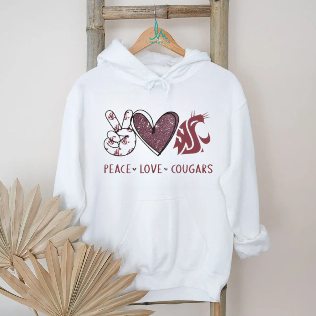 Peace Love Washington State Cougars Crimson Fan T Shirt