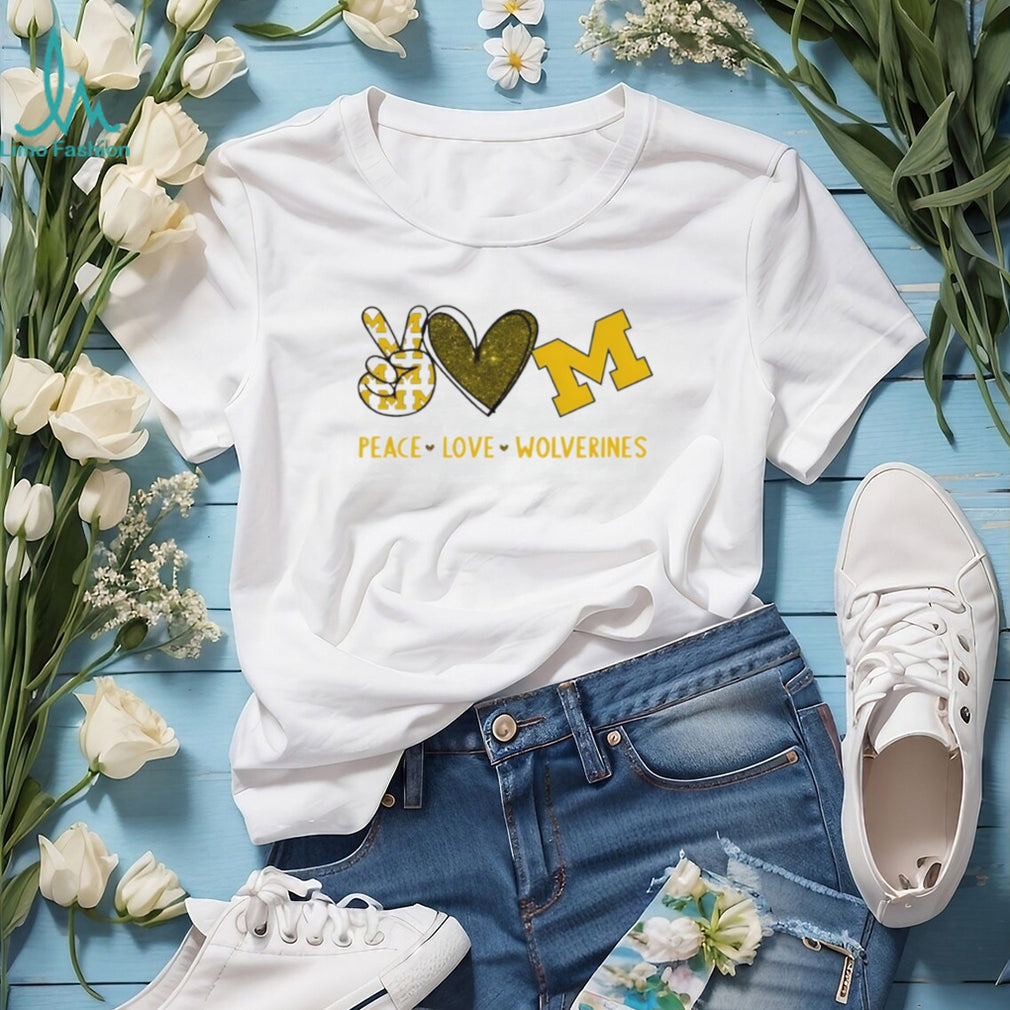 Peace Love Wolverines Michigan College Pride Graphic T Shirt