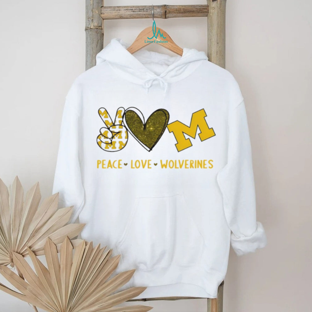 Peace Love Wolverines Michigan College Pride Graphic T Shirt