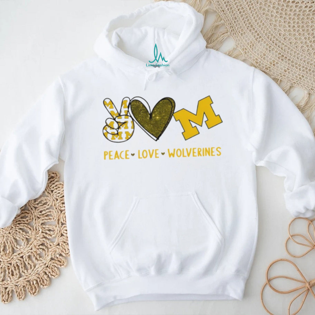 Peace Love Wolverines Michigan College Pride Graphic T Shirt