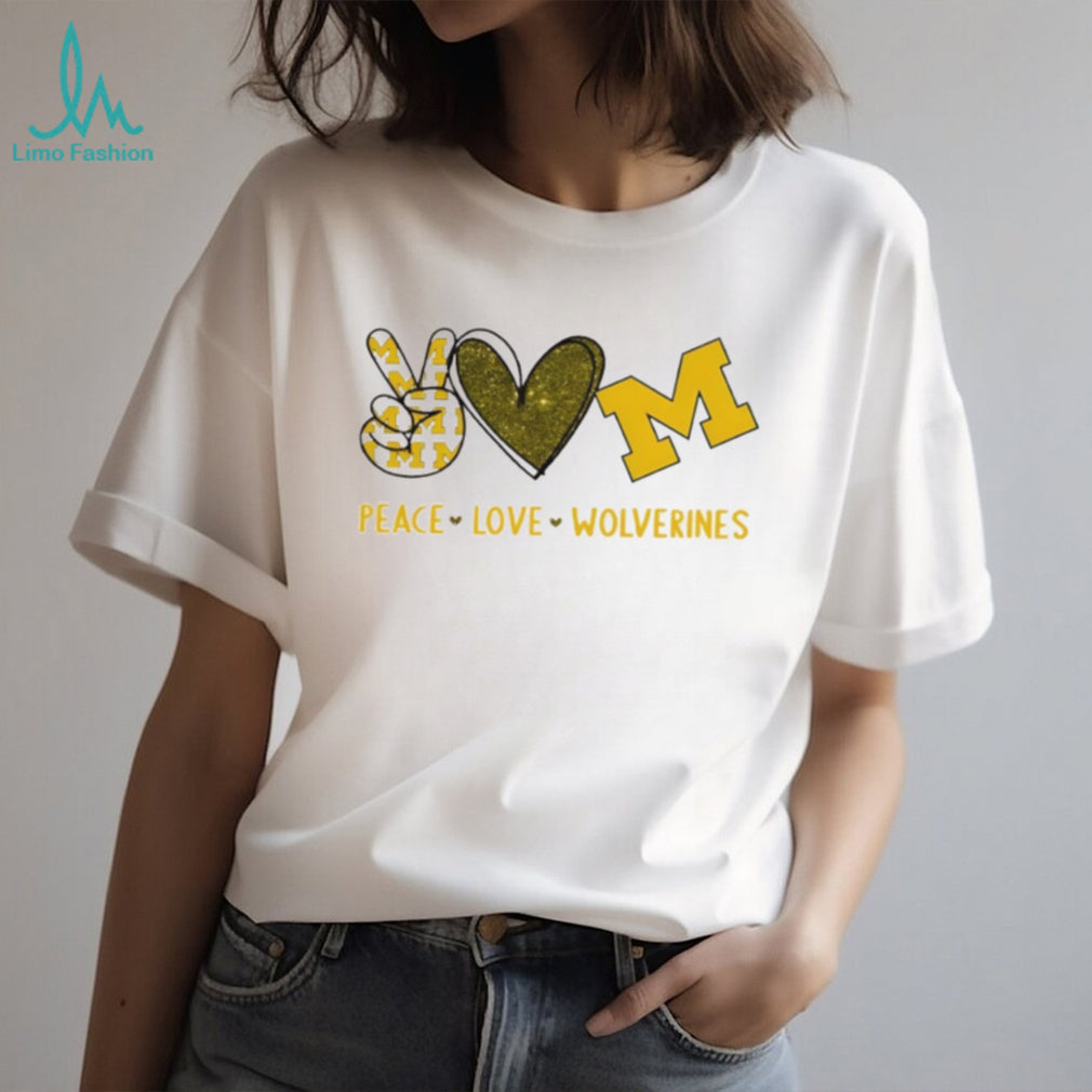 Peace Love Wolverines Michigan College Pride Graphic T Shirt