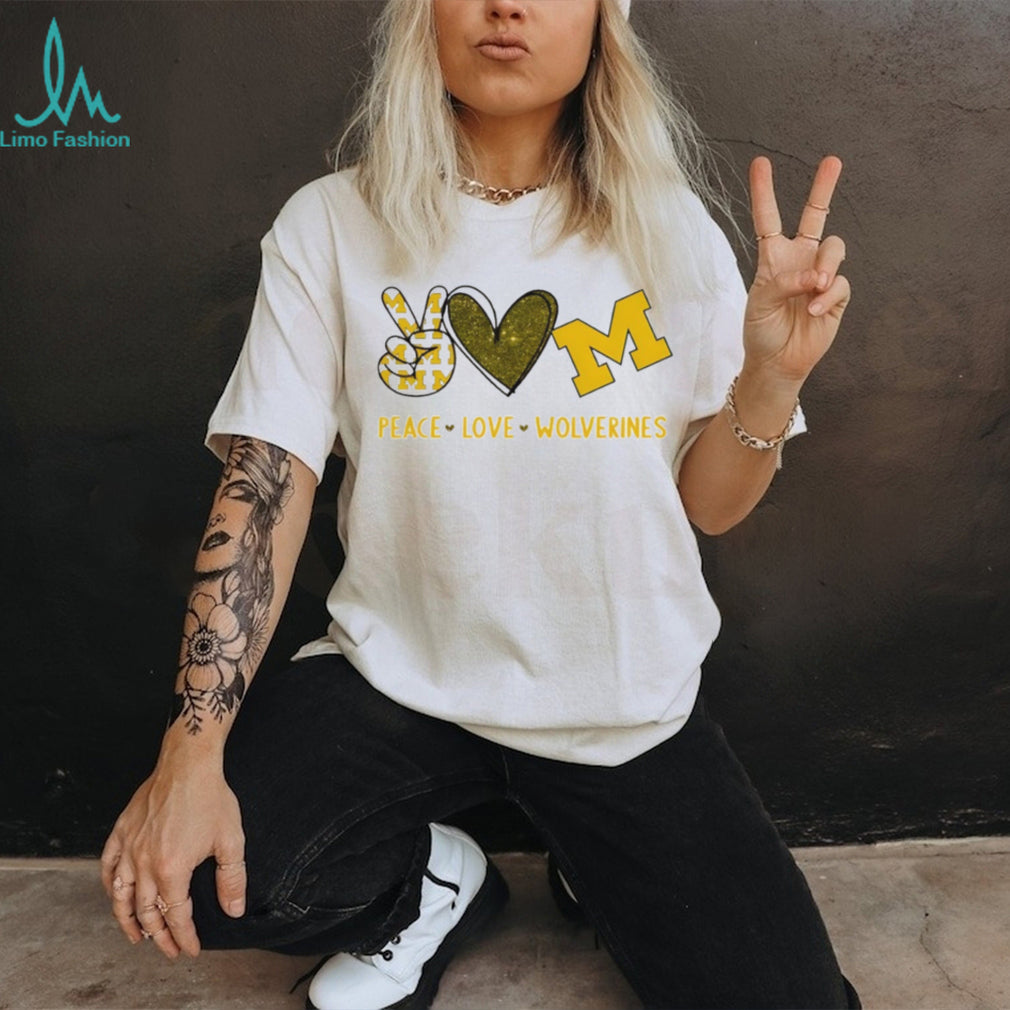 Peace Love Wolverines Michigan College Pride Graphic T Shirt