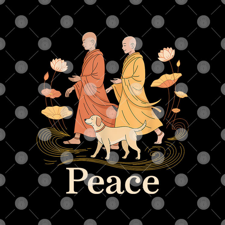 Peace Walking Buddhist Monks T Shirt