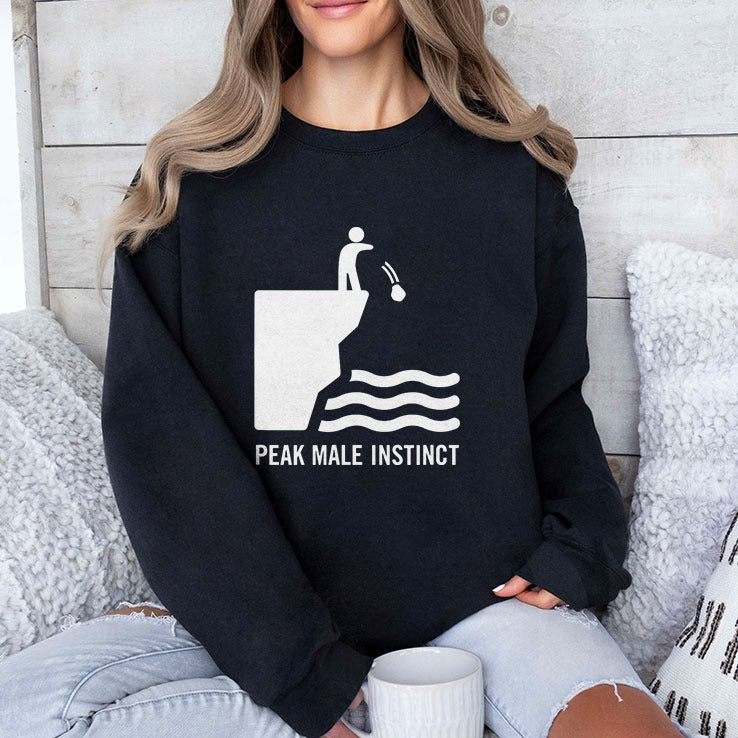 Peak Male Instinct Funny Cliff Rock Throwing T Shirt