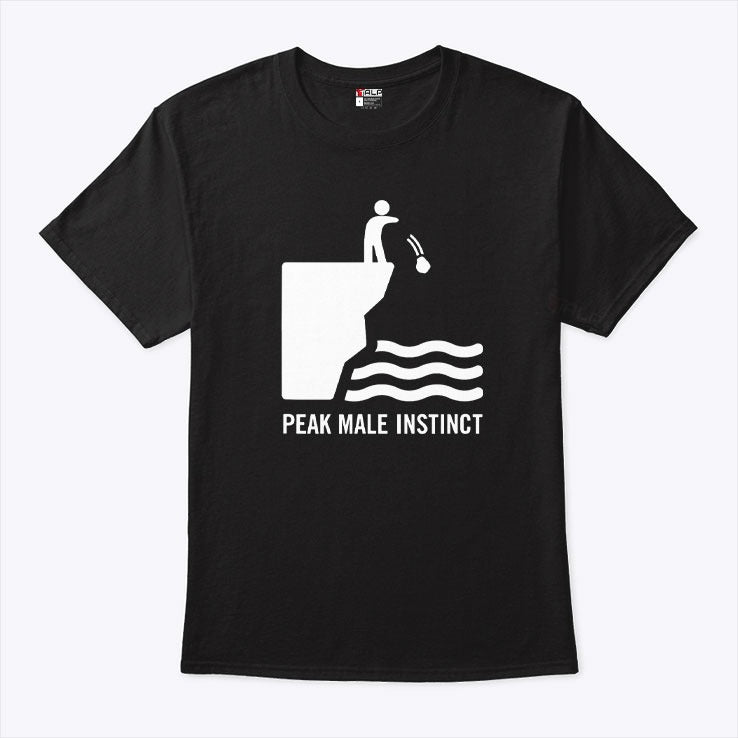 Peak Male Instinct Funny Cliff Rock Throwing T Shirt