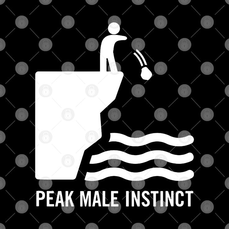 Peak Male Instinct Funny Cliff Rock Throwing T Shirt