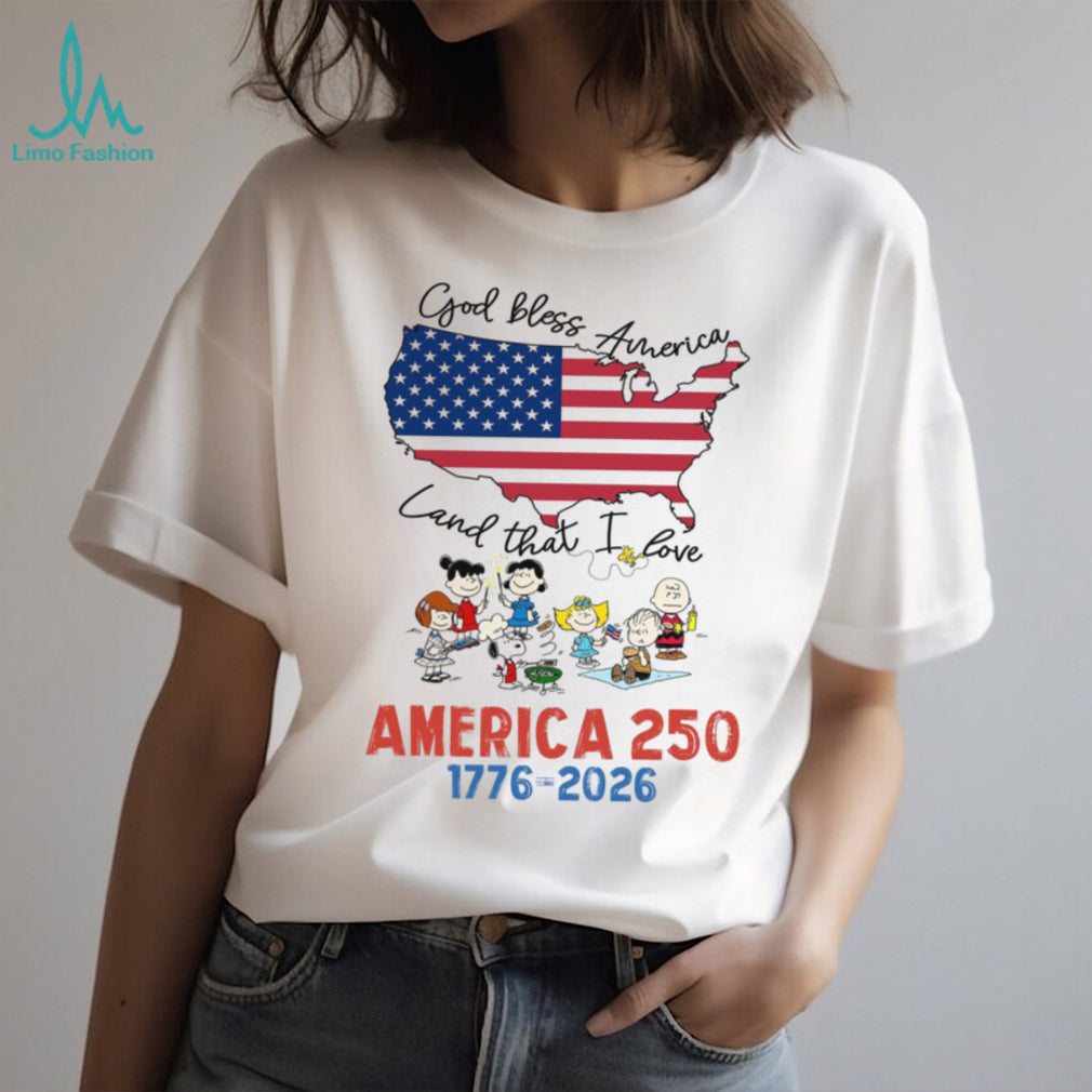 Peanuts Gang God Bless America Land That I Love USA Map T Shirt