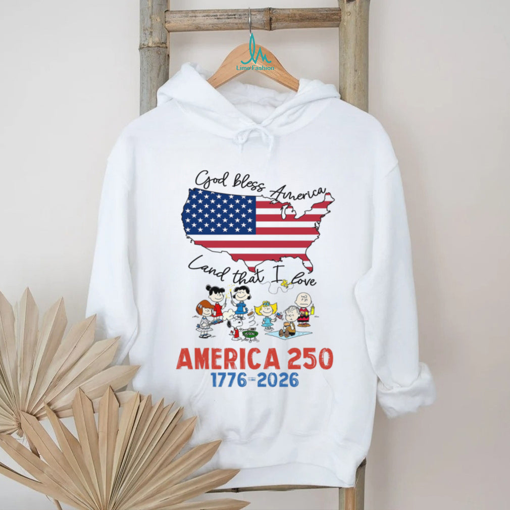 Peanuts Gang God Bless America Land That I Love USA Map T Shirt