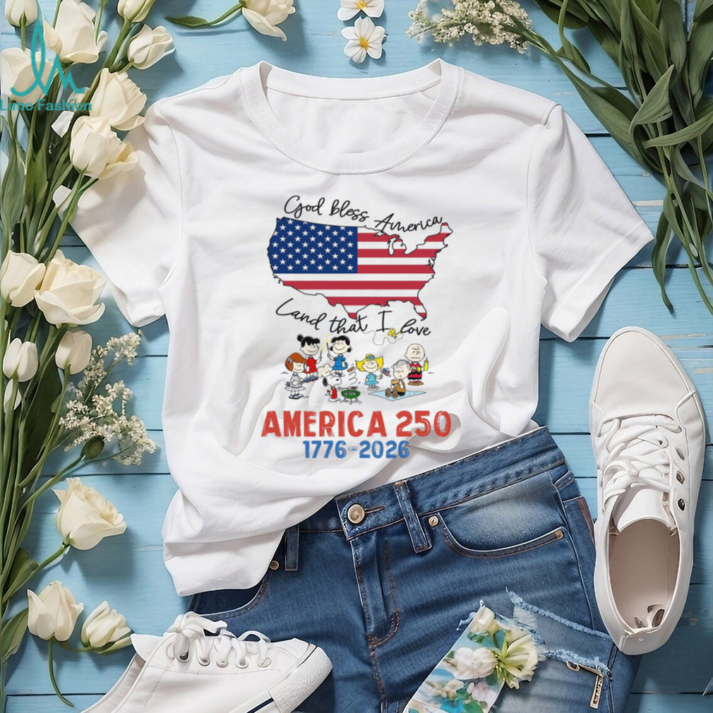 Peanuts Gang God Bless America Land That I Love USA Map T Shirt