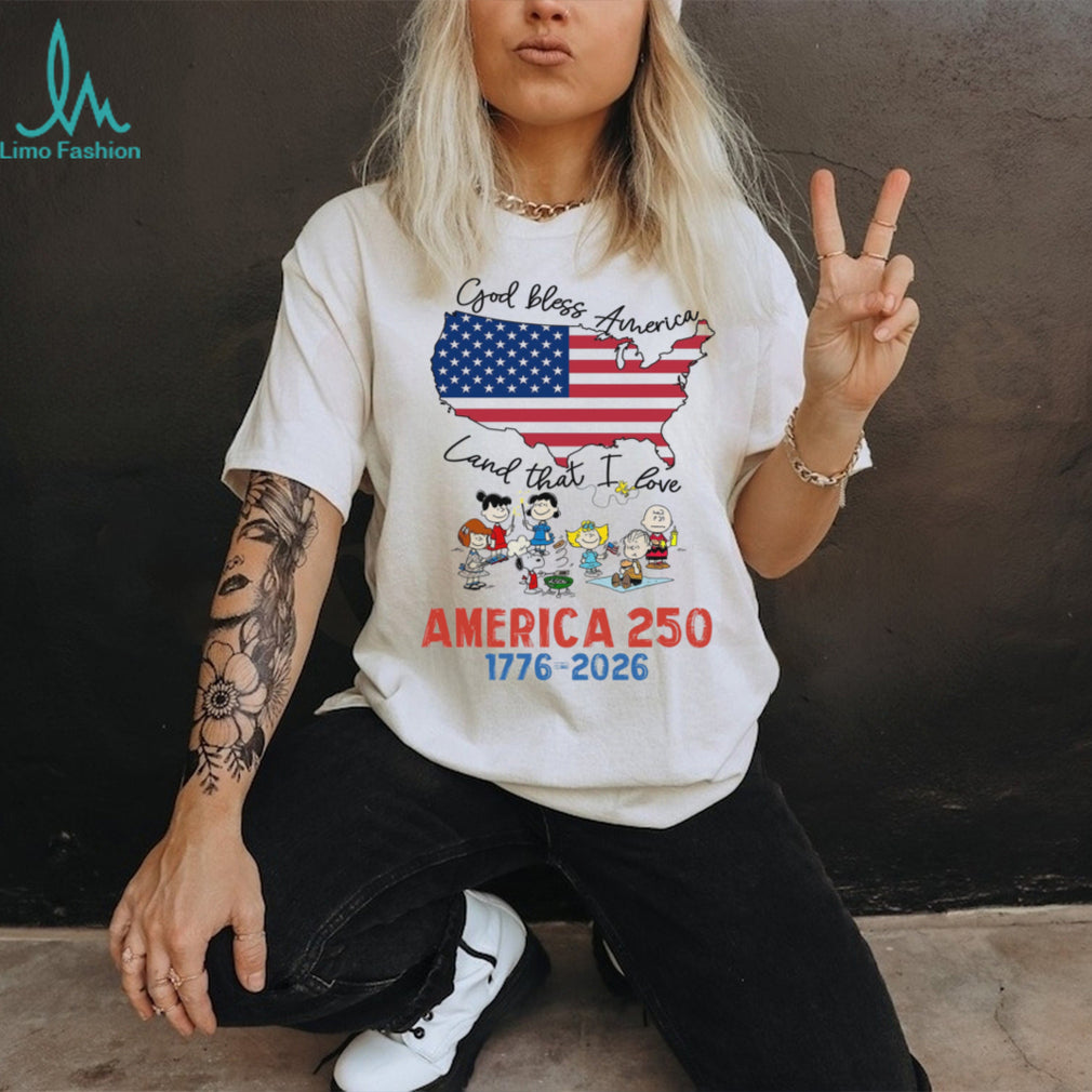 Peanuts Gang God Bless America Land That I Love USA Map T Shirt