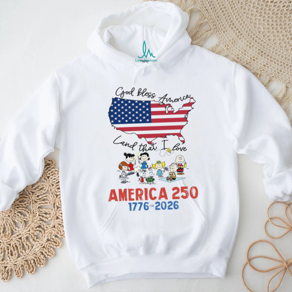 Peanuts Gang God Bless America Land That I Love USA Map T Shirt