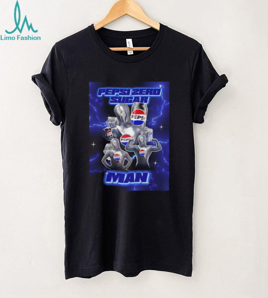Pepsi Zero Sugar Man Retro Blue Lightning Graphic T Shirt