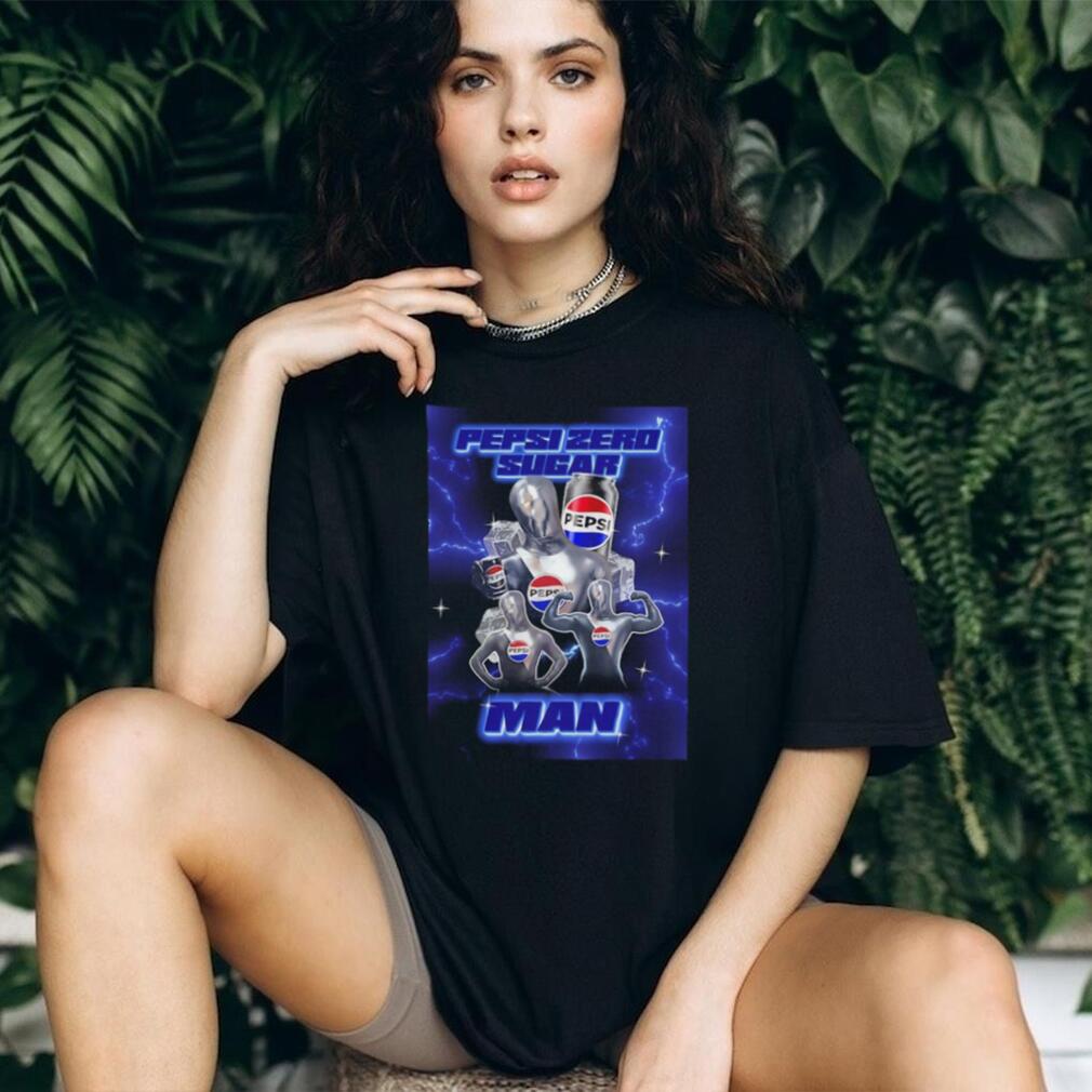 Pepsi Zero Sugar Man Retro Blue Lightning Graphic T Shirt
