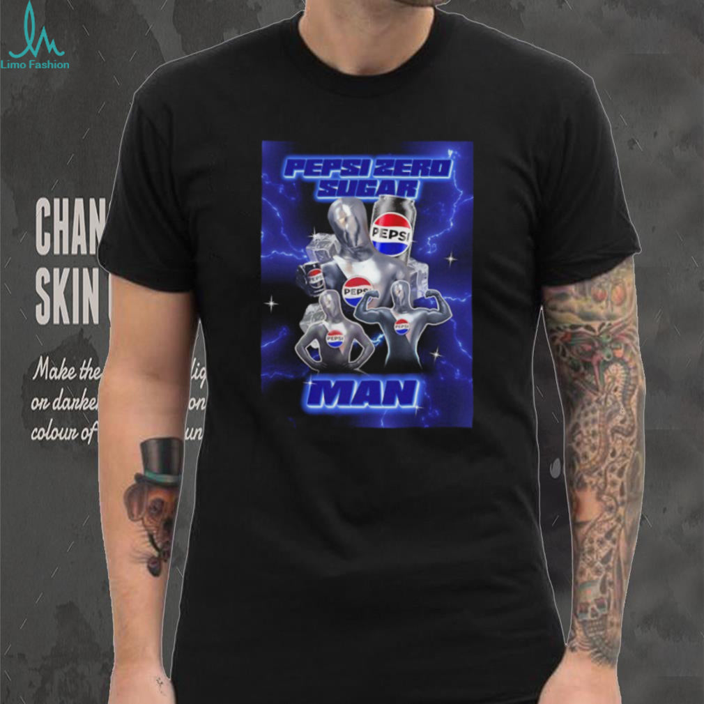 Pepsi Zero Sugar Man Retro Blue Lightning Graphic T Shirt