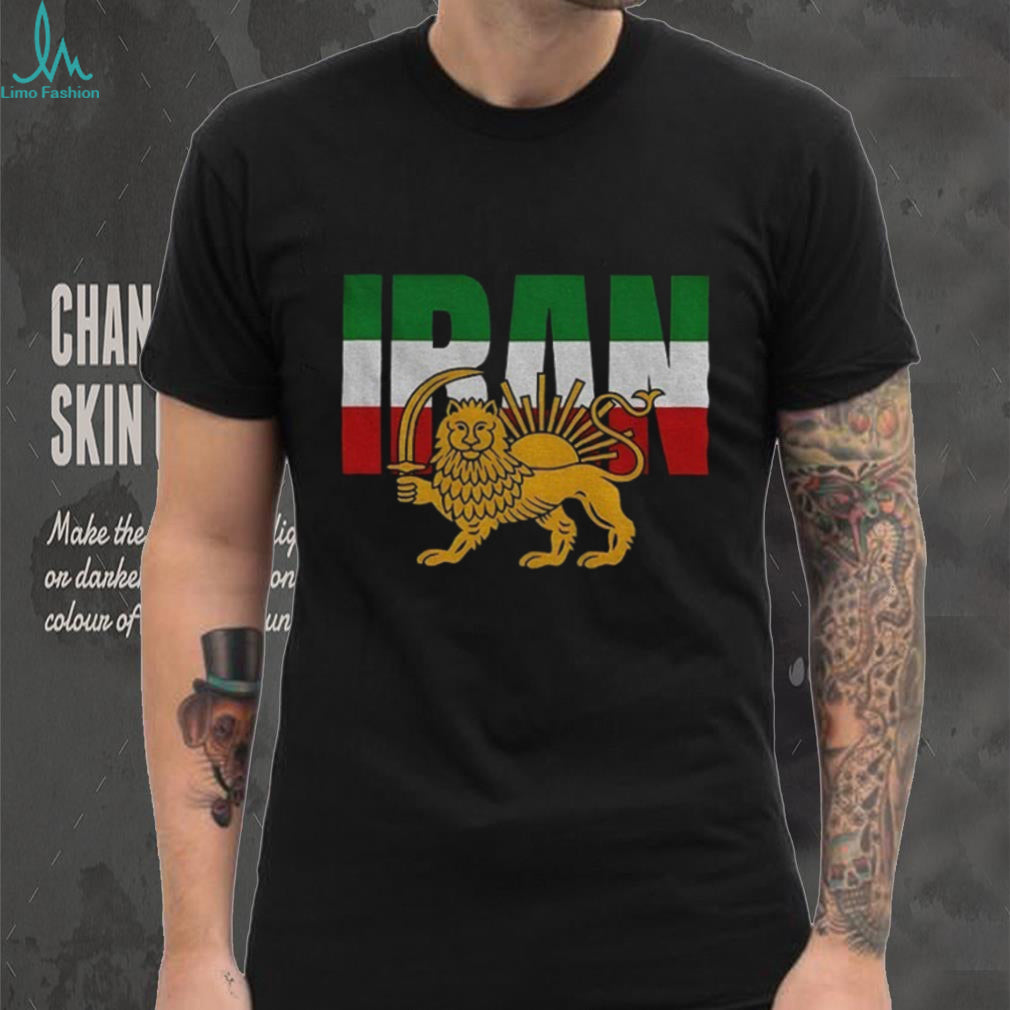 Persian Lion and Sun Iran Flag Patriotic Pride Graphic T Shirt