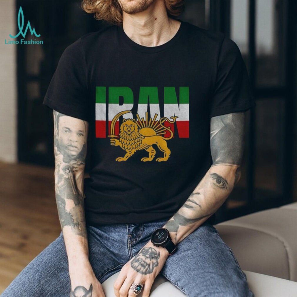 Persian Lion and Sun Iran Flag Patriotic Pride Graphic T Shirt